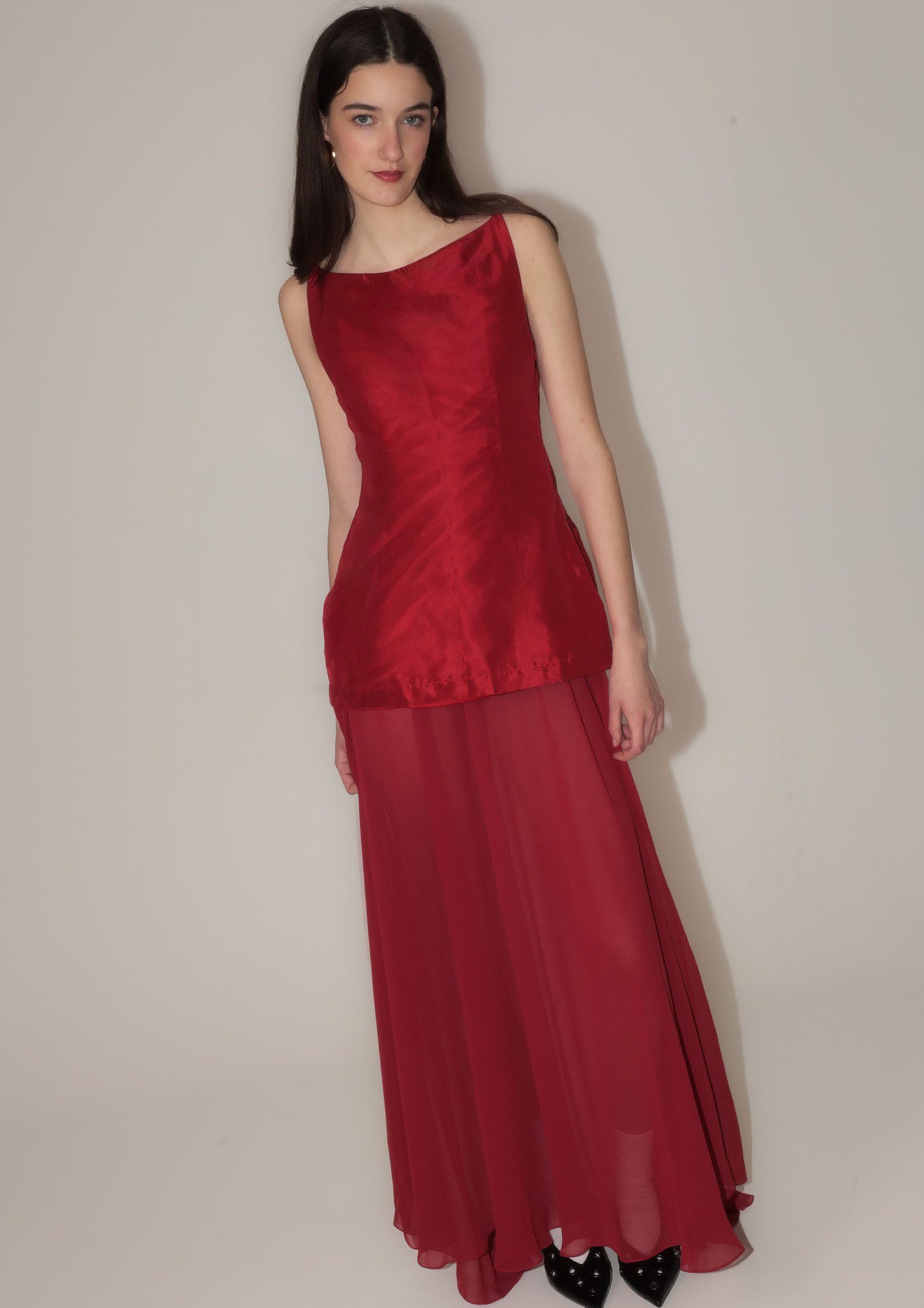 Evening Maxi Dress in Deep Red